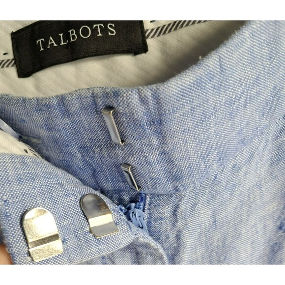 100% Linen Talbots Slim Ankle Blue Chambray Pants 6 - Picture 12 of 12